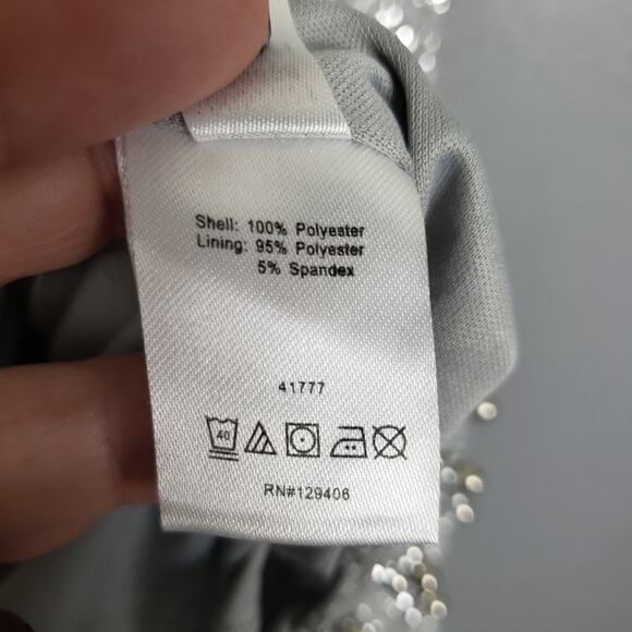 Lascana For Venus Sz L Silver Sparkle Bodycon Mini Dress Bling Sequin NYE Party - Picture 9 of 11